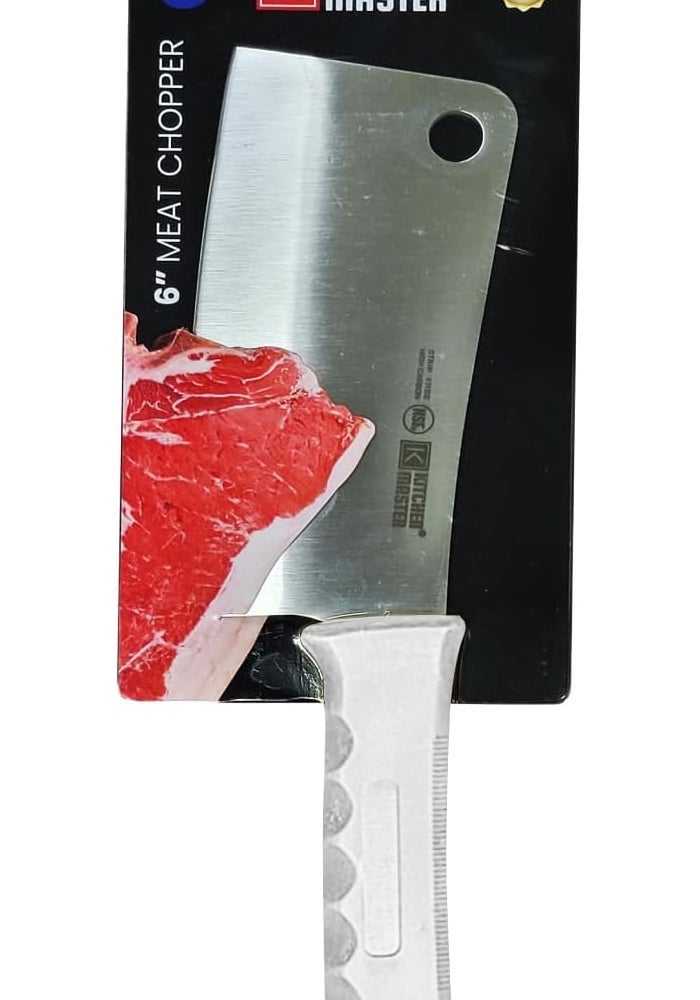 Kitchen Master 6 Inch Stainless Steel Meat Cleaver (White) | Heavy-Duty Chopping Knife - Image 3